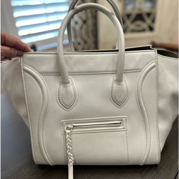 White Celine Medium Luggage Phantom Tote Soft Grained Calfskin - Picture 2 of 13